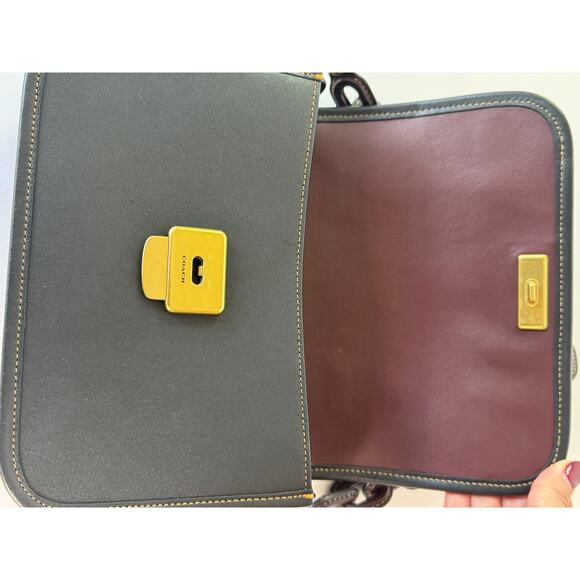 Coach Rogue Top Handle Bag Black/Oxblood With Charm - Picture 9 of 13